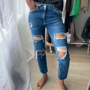 Destroyed Blue Jeans